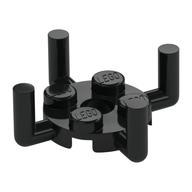 Plate Special Round 2 x 2 with Pin Hole and 4 Bars Up (Black)