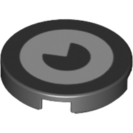 Tile Round 2 x 2 with White Eye Print (Black)