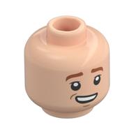 Minifig Head George Weasley, Brown Eyebrows, Lopsided Open Mouth Smile Print (Light Nougat)