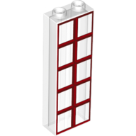 Brick 1 x 2 x 5 with Red Windows Print (Trans-Clear)