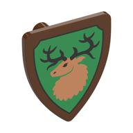 Shield Triangular with Forestmen Deer Head, Black Border Print (Reddish Brown)