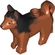 Animal, Dog, Husky with Black Eyes, Black Nose Print and Marbled Black Ears and Back Pattern (Dark Orange)