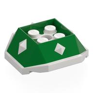 Brick Wedged, Sloped 4 x 4 with Diamond Spikes with White Underside Pattern (Green)