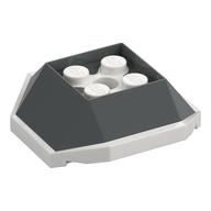 Brick Wedged, Sloped 4 x 4 with White Underside Pattern (Koopa Troopa Shell) (Dark Bluish Gray)