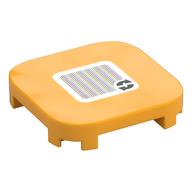 Tile Round Corners 4 x 4 x 2/3 with Two Circle Arrows and Barcode Print (Sticker) (Bright Light Orange)