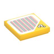 Tile 2 x 2 with '?' and Barcode Print (Sticker) (Yellow)