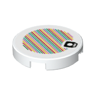 Tile Round 2 x 2 with Mushroom and Barcode Print (Sticker) (White)