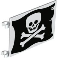 Flag 6 x 4 with Clips with Skull and Crossbones (Jolly Roger) Print (White)