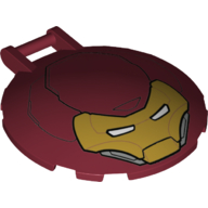 Dish 6 x 6 Inverted - No Studs with Handle with Iron Man Face Print (Dark Red)
