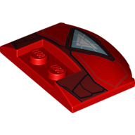 Brick Round 3 x 4 x 2/3 Triple Curved with 2 Sunk Studs with Iron Man Reactor Print (Red)