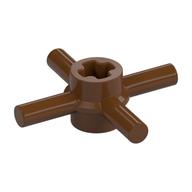 Technic Axle Connector Hub with 4 Bars at 90°, Reinforced Axle Hole (Reddish Brown)