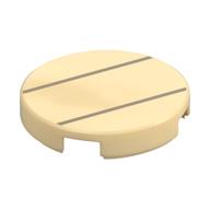 Tile Round 2 x 2 with Two Dark Tan Lines Print (Tan)