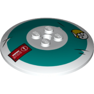 Dish 6 x 6 Inverted (Radar) with Dark Turquoise Background, Red Warning Label Print (White)