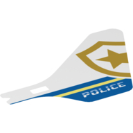 Wing, Tail, with 'Police', Gold Star Print (Police Helicopter) (White)