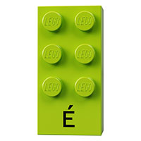 Braille Brick 2 x 4 with 6 Studs ⠿ and 'É' Print (Lime)