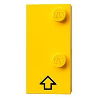 Braille Brick 2 x 4 with 2 Studs ⠨ and Black Arrow Up Print (Yellow)