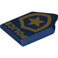 Tile Special 2 x 3 Pentagonal with 'POLICE' and Gold Badge Print (Dark Blue)