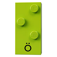 Braille Brick 2 x 4 with 3 Studs ⠪ and 'Ö' Print (Lime)
