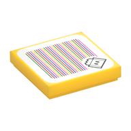 Tile 2 x 2 with Lava Bubble and Barcode Print (Sticker) (Yellow)