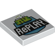 Tile 2 x 2 with 'RePLAY' Print (White)