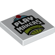 Tile 2 x 2 with Grove and 'PLAY MAKERS' Print (White)
