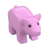Animal, Pig / Piglet, Small with Black Eyes and White Pupils Print (Bright Pink)