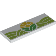 Tile 2 x 6 with Lime and Green Field, Yellow Sun Print (White)