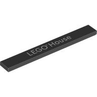 Tile 1 x 8 with 'LEGO House' Print (Black)