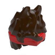 Hair Spiked with Red Headband Pattern (Dark Brown)