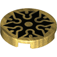 Tile Round 2 x 2 with Black Shuriken Print (Pearl Gold)