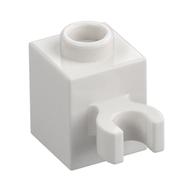 Brick Special 1 x 1 with Clip Vertical [Open O Clip, Hollow Stud] (White)
