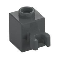 Brick Special 1 x 1 with Clip Vertical [Open O Clip, Hollow Stud] (Dark Bluish Gray)