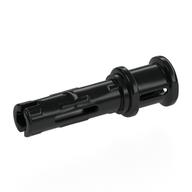 Technic Pin Long with Friction Ridges Lengthwise and Stop Bush [2 Lateral Holes, Small Pin Hole] (Black)
