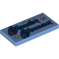 Tile 2 x 4 with Blue 'Wonder Woman' Print (Medium Blue)