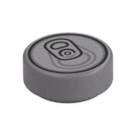 Tile Round 1 x 1 with Soda Can Tab, Ring Pull Print (Flat Silver)