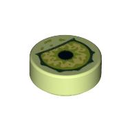 Tile Round 1 x 1 with Monster Eye Print (Yellowish Green)