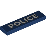 Tile 1 x 4 with White 'POLICE' Print (Dark Blue)