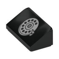 Brick Sloped 30° 1 x 2 x 2/3 with Rotary Phone Print (Black)