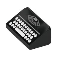 Brick Sloped 30° 1 x 2 x 2/3 with Typewriter Print (Black)