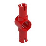 Technic Pin Connector Hub with 2 Pins with Friction Ridges Lengthwise [Small Squared Pin Holes] (Red)