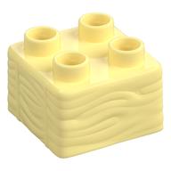 Duplo Brick 2 x 2, Hay Bale Pattern (Bright Light Yellow)