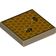 Tile 2 x 2 with Honeycomb with Two Bees (Beehive) Print (Dark Tan)