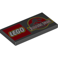 Tile 2 x 4 with 'LEGO JURASSIC PARK' Logos Print (Black)