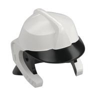 Helmet with Black Peak and Neck Protector Pattern (White)