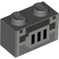 Brick 1 x 2 with Pixelated Furnace Grill Print (Dark Bluish Gray)