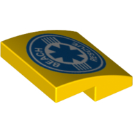 Brick Curved 2 x 2 x 2/3 with Star of Life and 'Beach Rescue' Print (Yellow)