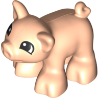 Duplo Animal Pig, Short, Semi-Circular Eyes Print (Light Nougat)