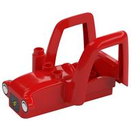 Duplo Car Body Tractor with 2 Studs, Exhaust Pipe with Grill with Leaf, and White Headlights Print (Red)