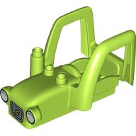 Duplo Car Body Tractor with 2 Studs, Exhaust Pipe with Grill with Leaf, and White Headlights Print (Lime)