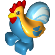 Duplo Animal Rooster with Bright Light Orange Top and Medium Azure Tail Print (Bright Light Orange)